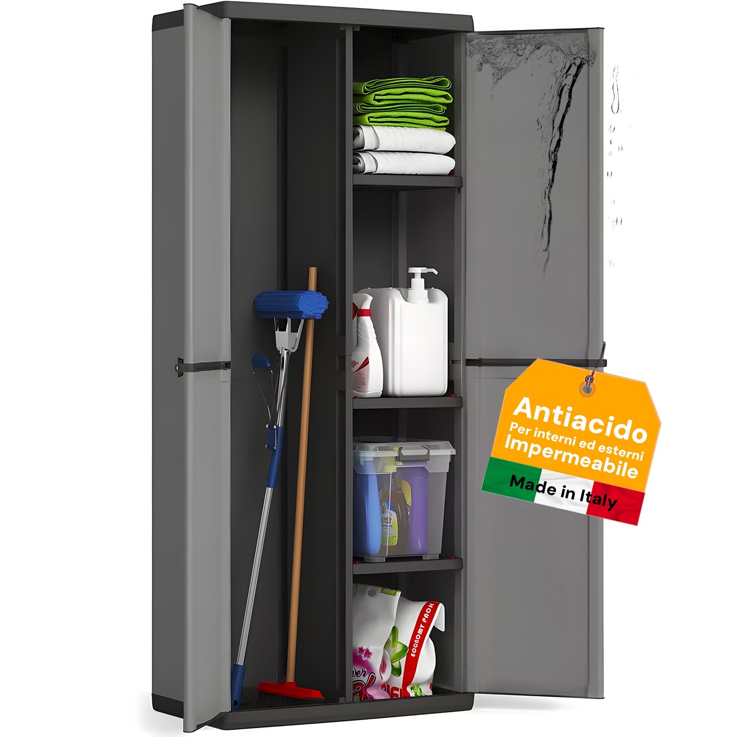 Armoire de rangement haut porte-balais pour extérieur intérieur 68x39,5x168 cm - 8