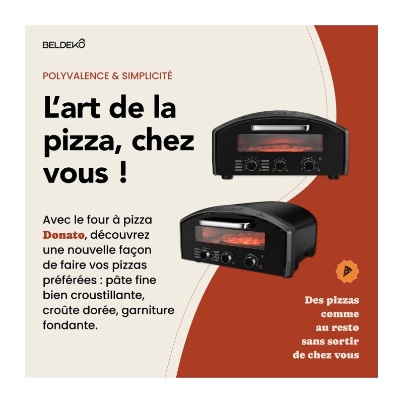 Four à pizza électrique BelDeko DONATO – 450°C, 2140W, cuisson 90 sec, 8 modes + manuel, pierre réfractaire - 6