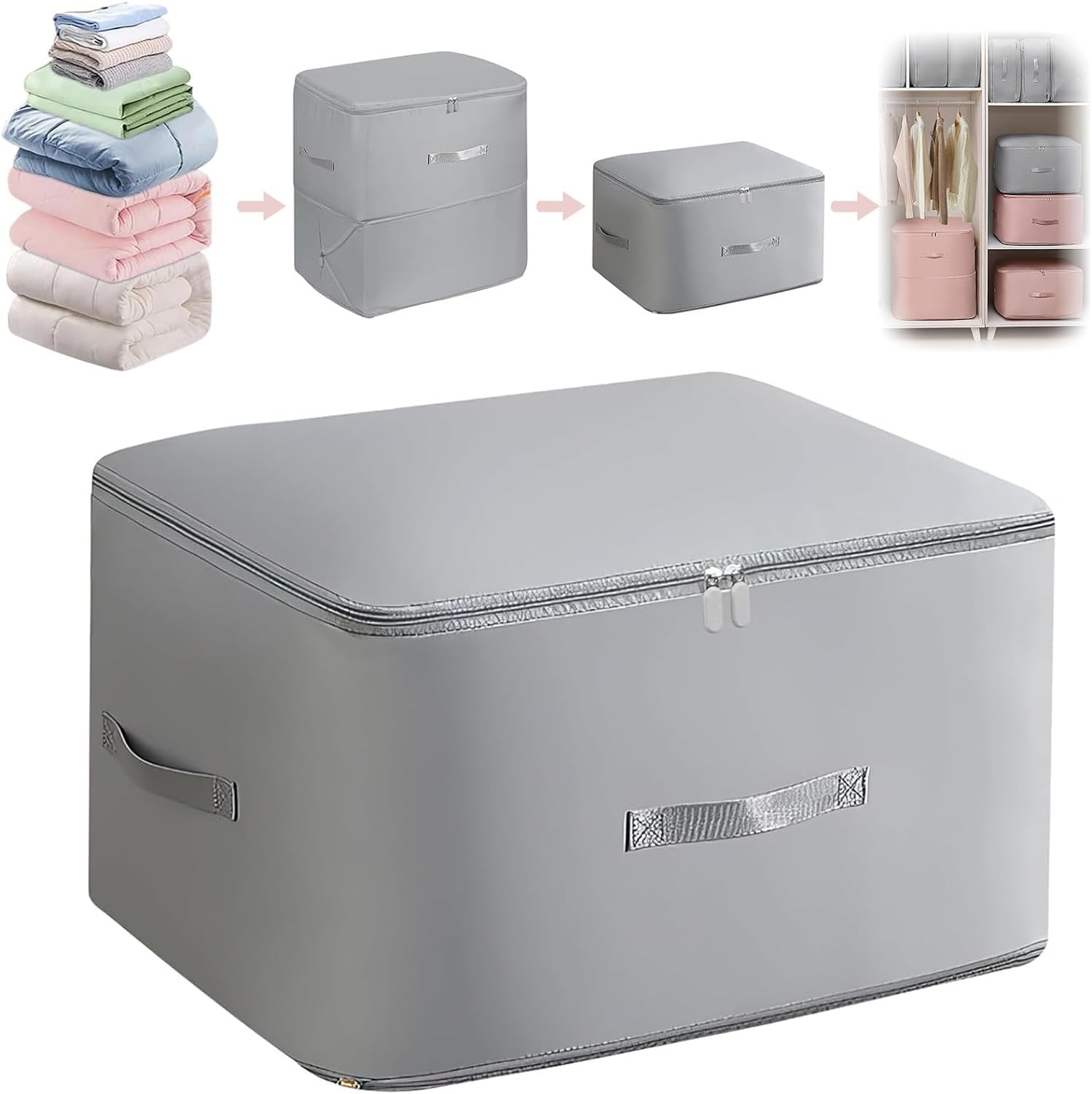 Sac De Rangement Literie Grand Format Avec Fenêtre Et Étiquettes - Organiseur Draps Blanc