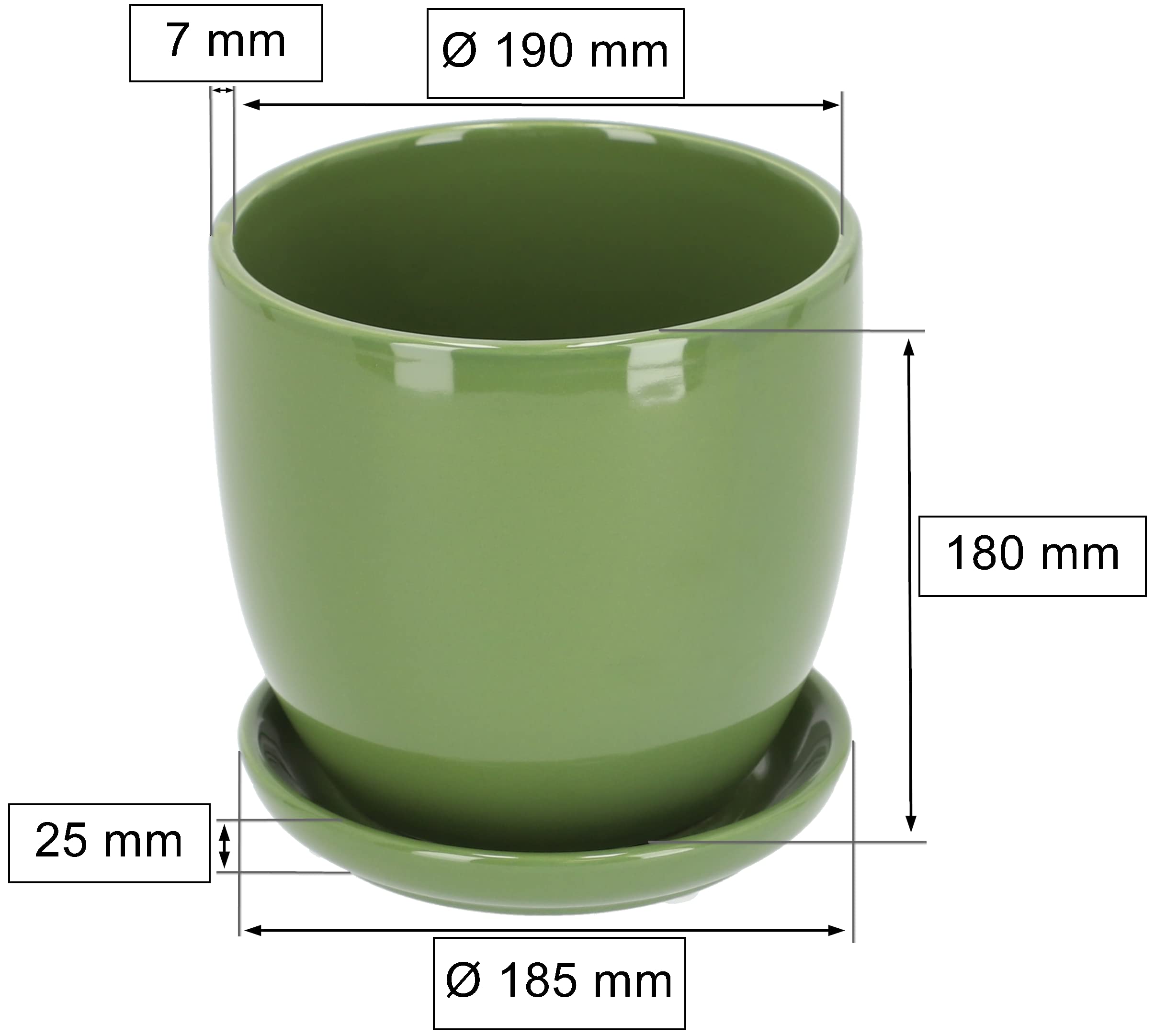 Doniczka donica osłonka ceramiczna z podstawką zielona ⌀20 cm - 2 szt. - KOTARBAU - 2