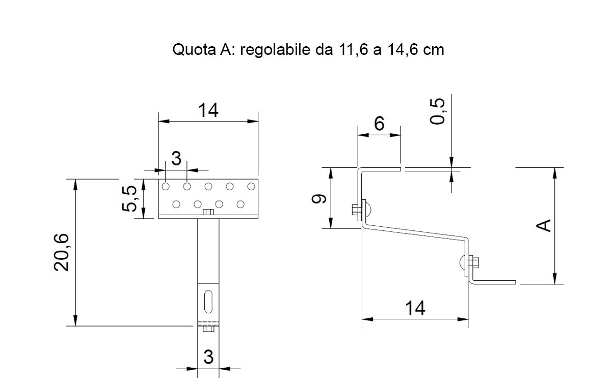 Support en acier inoxydable 1.4016 à double réglage pour la fixation de panneaux solaires thermiques ou photovoltaïques sur toiture en tuiles - 3