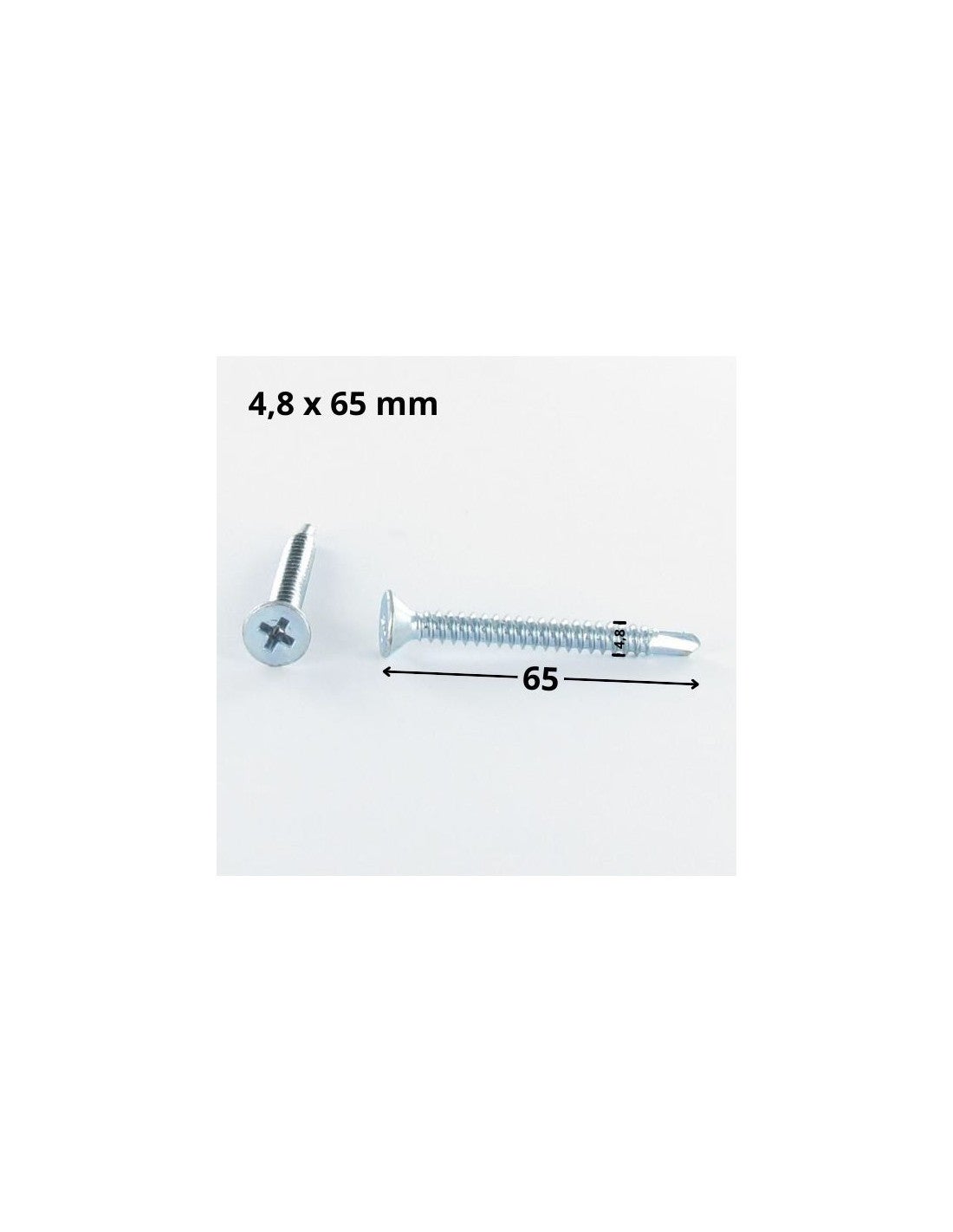 Vis autoperceuse Tête fraisée Phillips 4.8X65 Filet tôle Acier zingué-200 pièces - 2