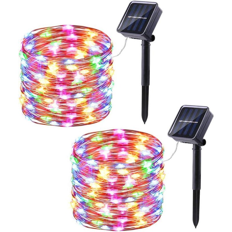 Girlanda Solarna Zewnętrzna, każda 12M 100 LED Wodoodporna Girlanda Świąteczna Solarna 8 Trybów do Ogrodu, Tarasu, Dziedzińca, Choinki (Kolorowa)
