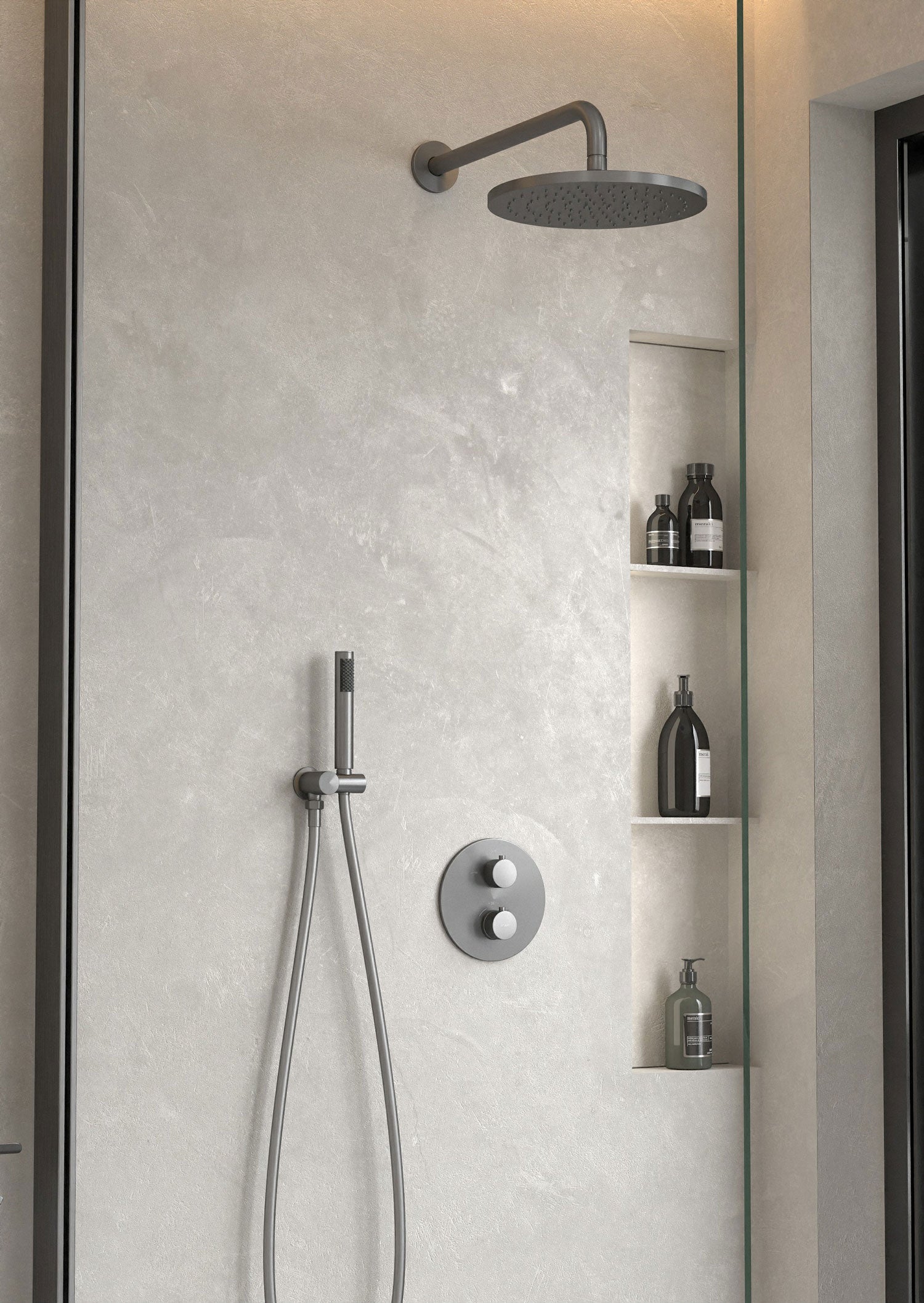 Conjunto de ducha termostática gun metal - corbeau
