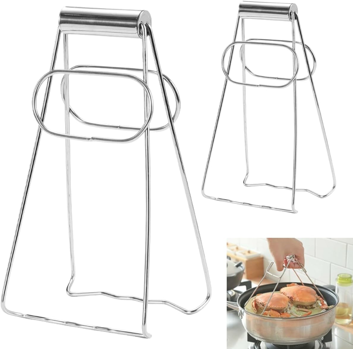 Zestaw 2 szczypiec do gorących potraw, 2 rozmiary, szczypce ze stali nierdzewnej z zabezpieczeniem przed oparzeniem, kuchenne szczypce do gorących pot