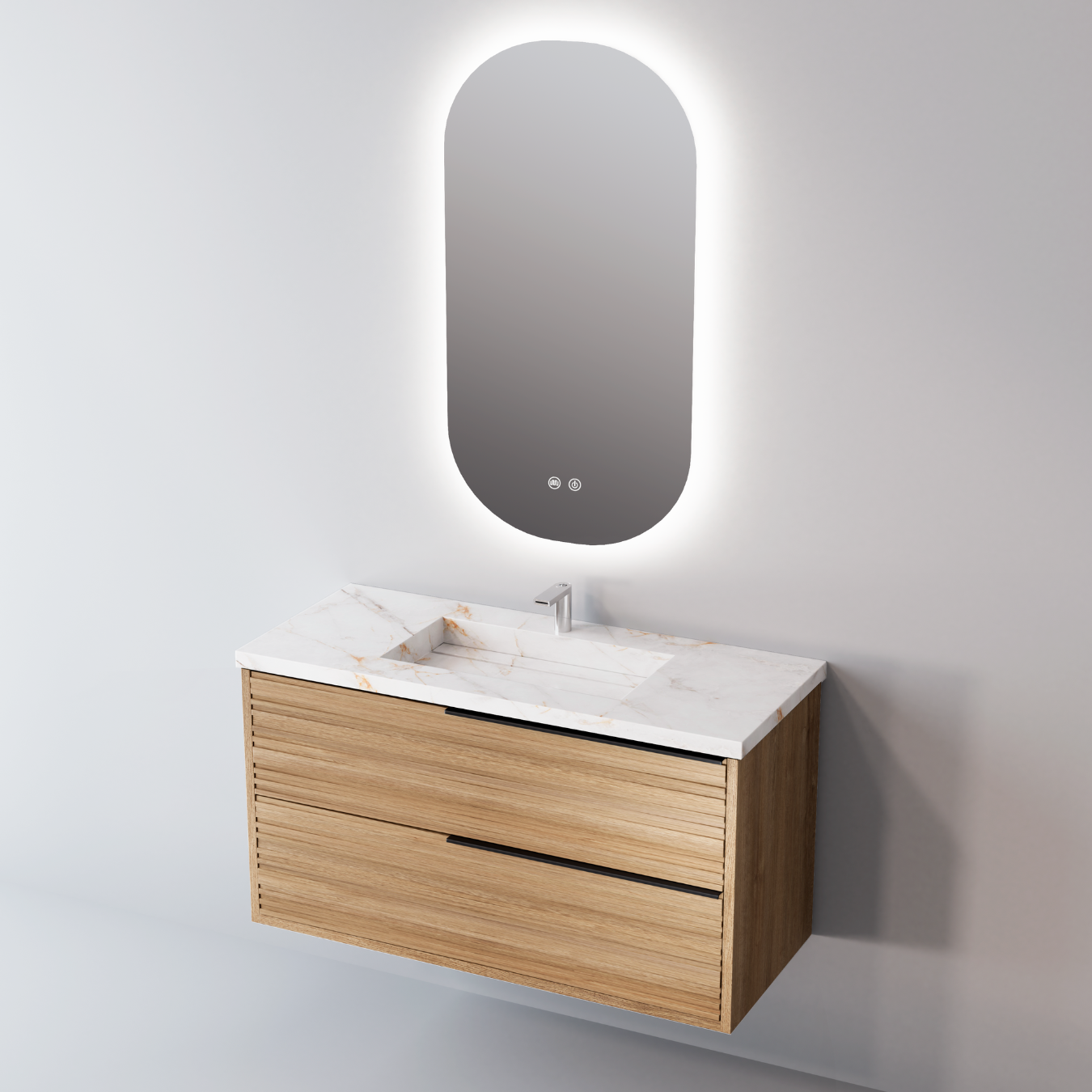 Miroir salle de bains LED rétroéclairé L50 x H90 cm – fonctions On/Off et anti-buée – PALMA SANIZÉO - 5