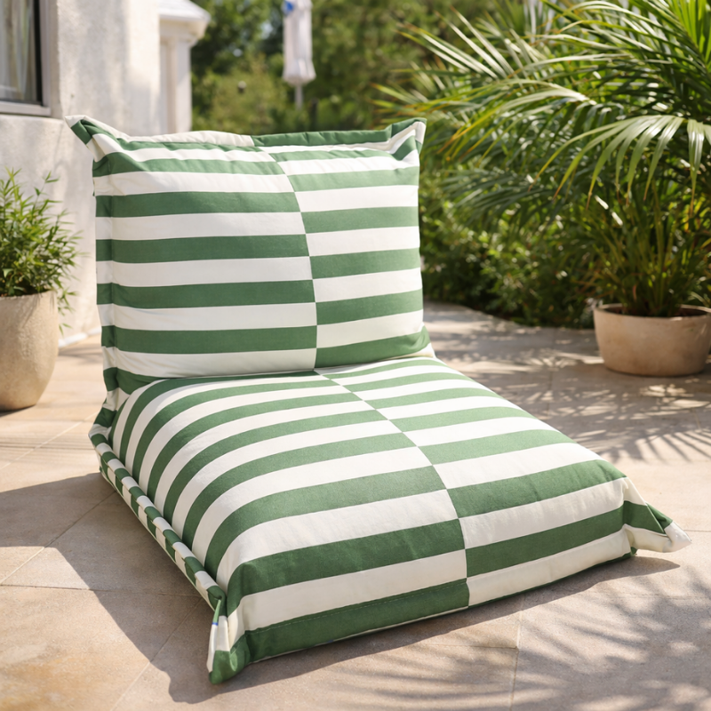 Pouf extérieur à rayures imperméable anti-uv BANANAIR 85 x 85 x 75 cm vert - 2