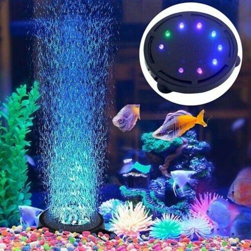 RGB LED Akwariowa Podwodna Lampka Bąbelkowa Nocna Morska Akwarium Kamień Powietrzny Dysk okrągły napowietrzacz akwariowy z automatyczną zmianą koloru