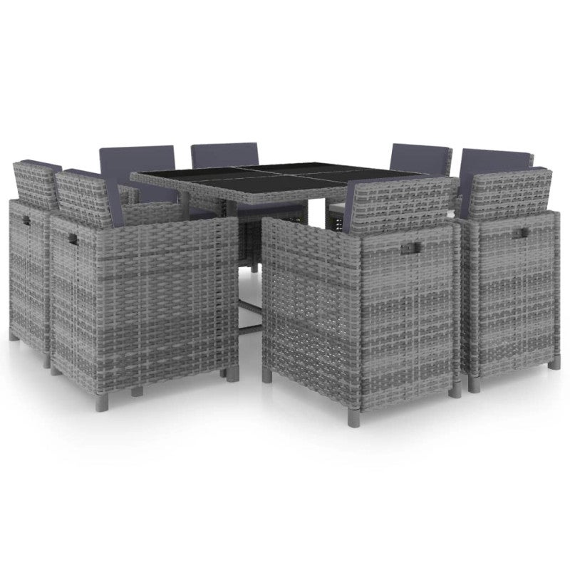 9-cz. zestaw mebli do ogrodu z poduszkami, rattan PE, antracyt vidaXL