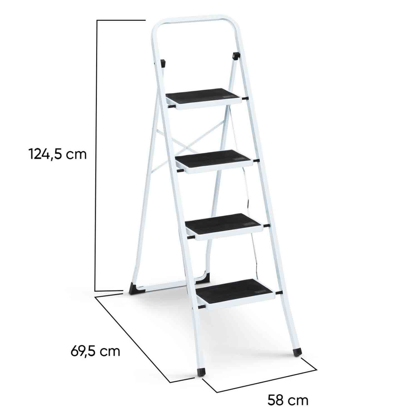 Escabeau marchepied pliable 4 marches antidérapantes avec garde corps - 5
