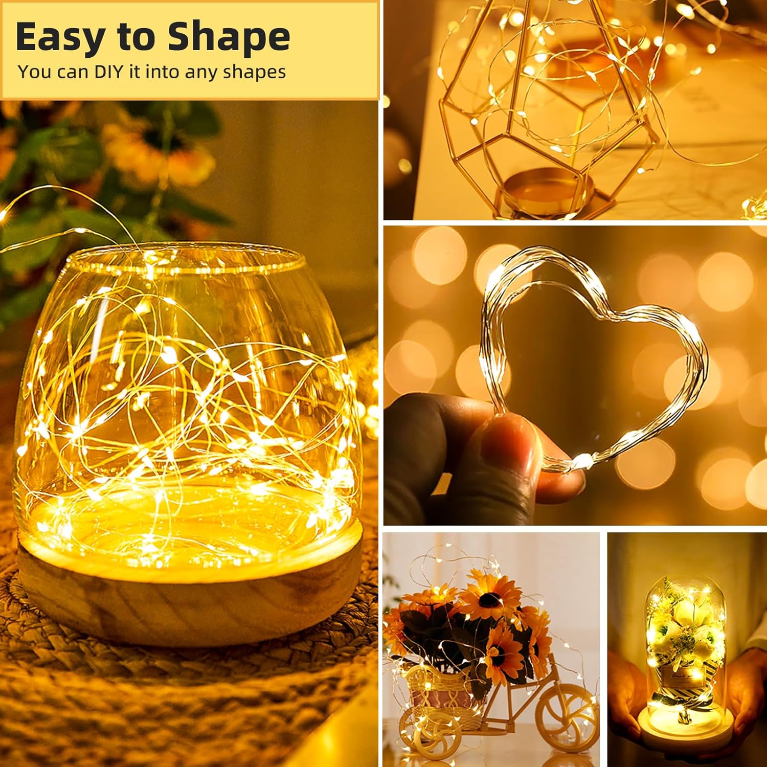 Lot de 12 Guirlande Lumineuse à piles, 2m 20 LEDs Guirlandes Lumineuses, Mini Guirlande LED à Pile étanche pour Bouteille, Mariage, Fête, Noël - 2