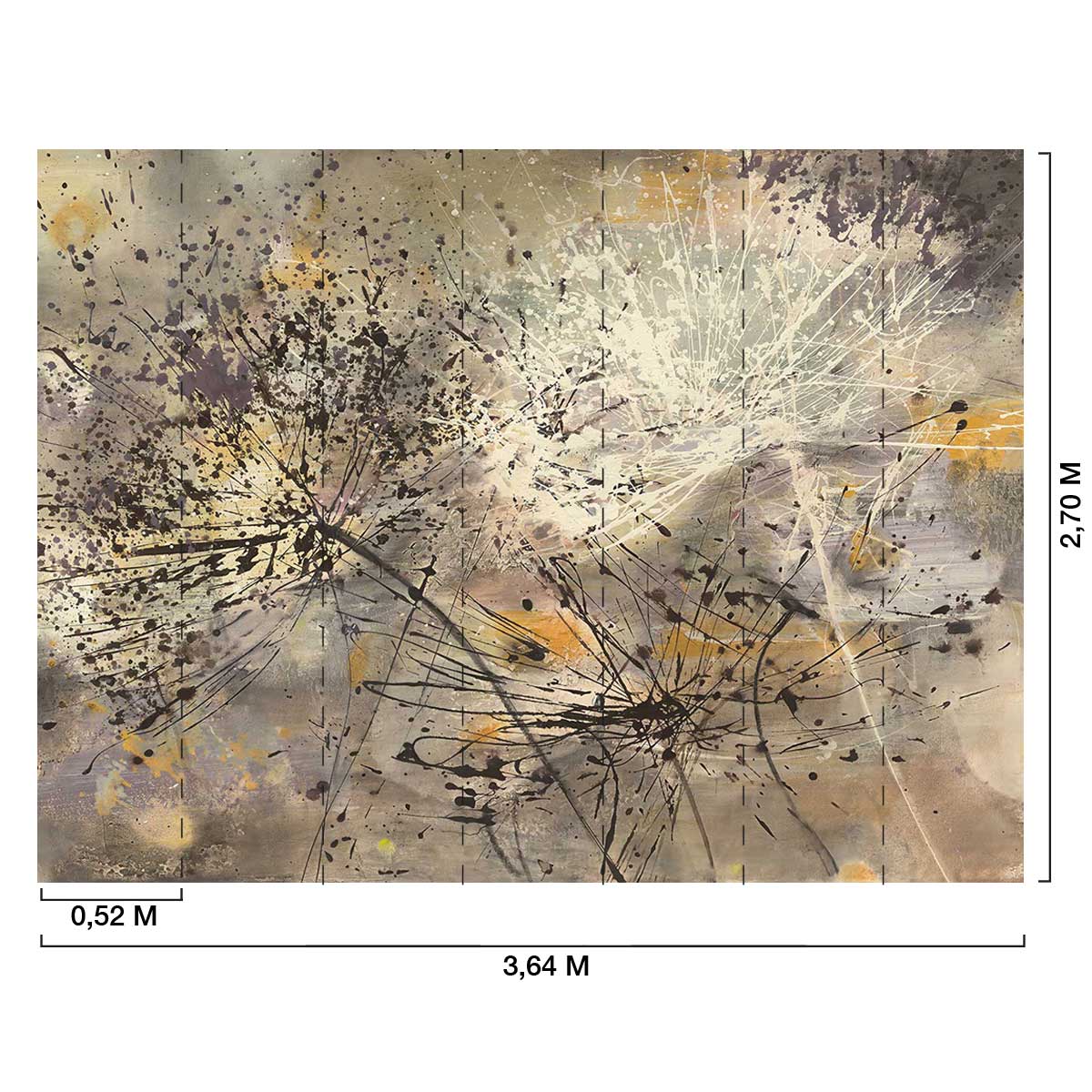 Papier peint pissenlit peinture soufflée - 364x270cm - 2