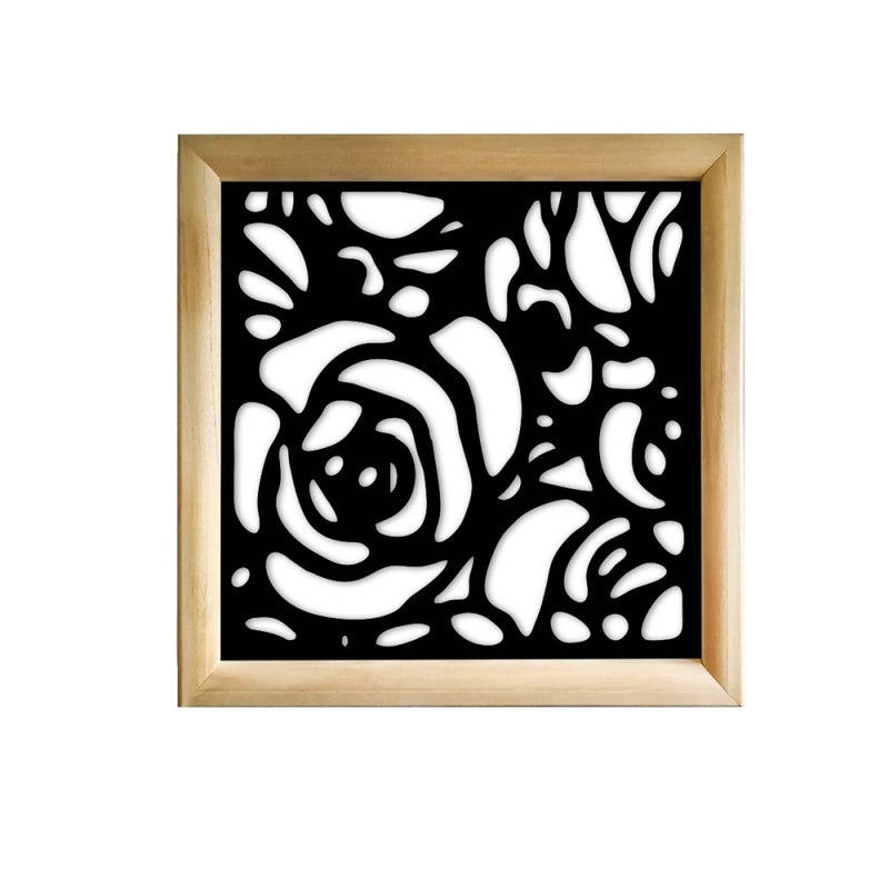 ROSES - Kwadratowe moduły dekoracyjne z drewna i PVC - Rozmiar 98x98 cm - Grubość 64 mm - Kolor wewnętrzny CZARNY