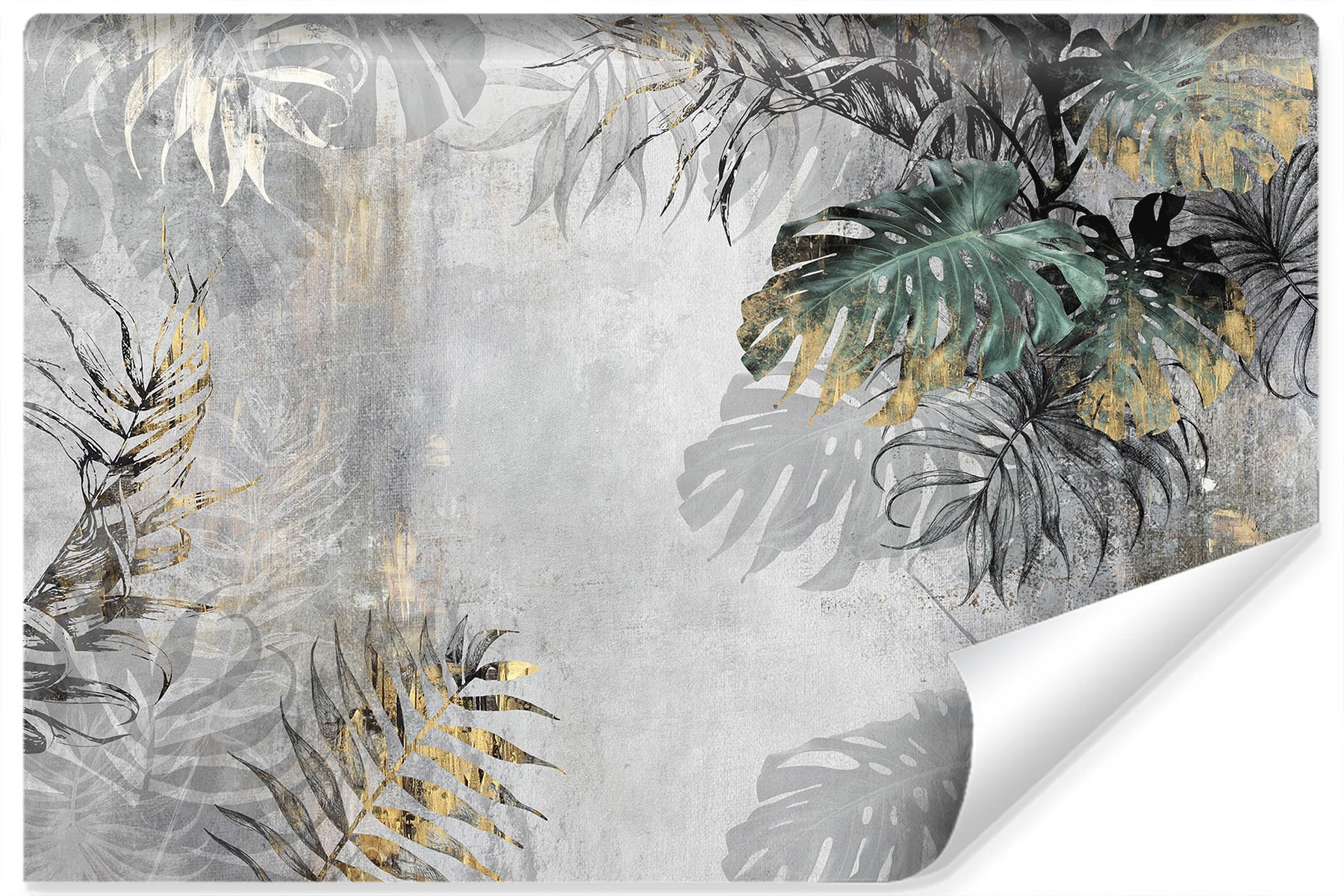 Vlieseline papier peint photo pour la chambre feuilles béton style rétro 368cm x 254cm