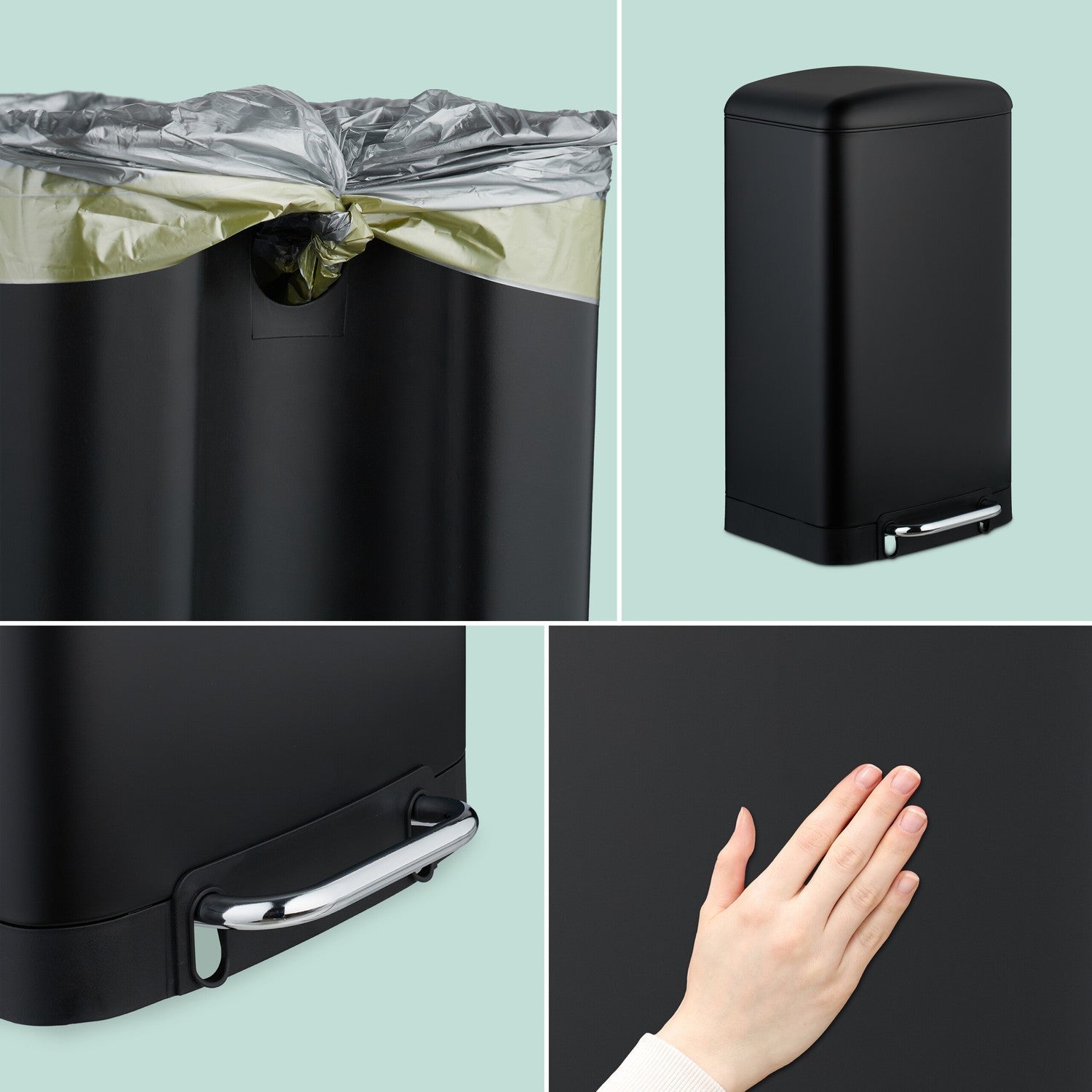 Pattumiera A Pedale In Acciaio Inox 30 Litri – Cestino Ovale Per Cucina Con Coperchio Silenzioso E 30 Sacchetti Inclusi, Corpo Ispessito - 4