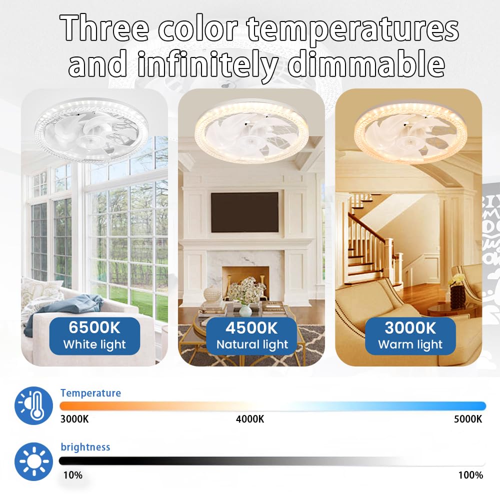 Lampe Ventilateur Plafond,Luminaire Ventilateur Plafonnier,Lustre Silencieux Silencieux Avec Lumiere et Telecommande,Ventilo Plafond Avec Lumière - 3