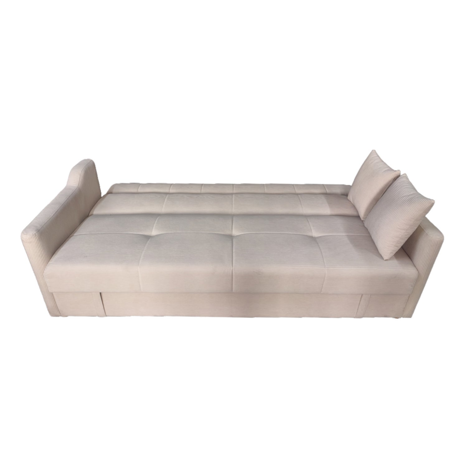 Canapé convertible avec coffre en velours cotelé beige 3 places ADARE - 8