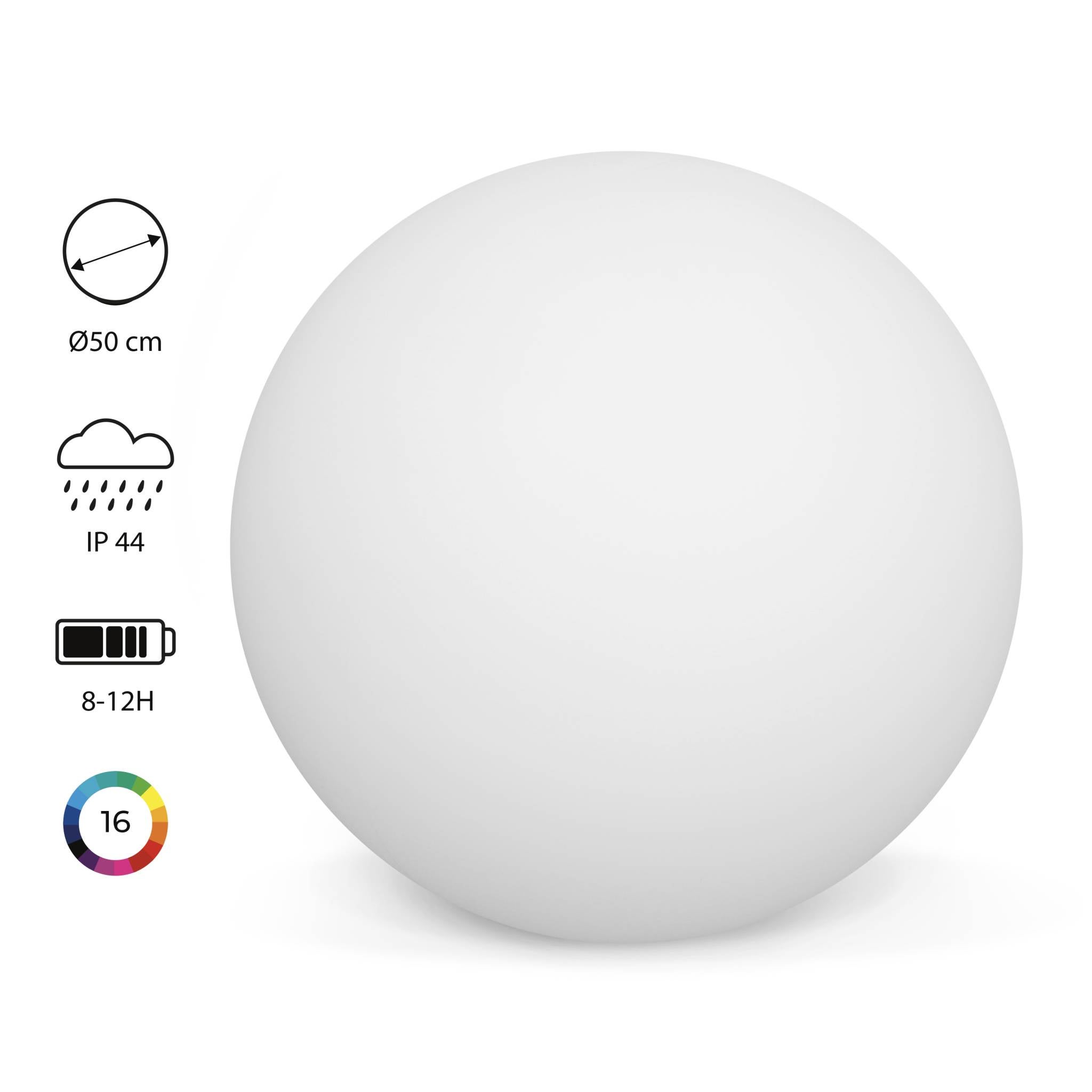 Boule LED 50cm - Sphère décorative lumineuse. 16 couleurs. Ø 50 cm - 3
