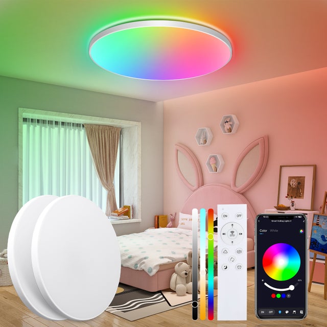 LOVHAUS 2 szt. Plafony LED 22W, 16 milionów kolorów RGB, biały ciepły/neutralny,regulowany, sterowanie przez aplikację,pilot zdalnego sterowania,Ø30CM