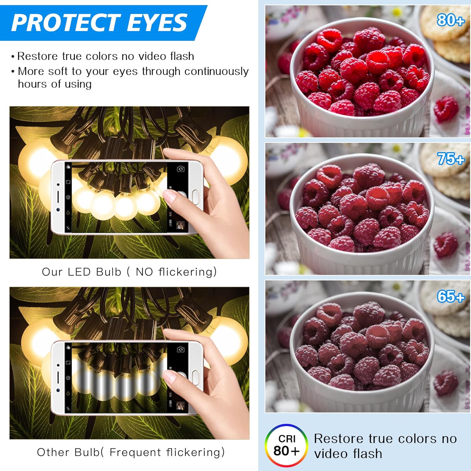 Matowe żarówki LED G40, żarnik E12, styl Vintage Edison, odpowiednik 1 W (10 W), ciepła biel 2200 K, do żyrandoli, nieściemnialne, opakowanie 15 szt. - 3