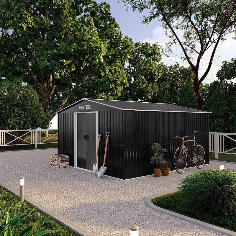 Wiata ogrodowa ze stali galwanizowanej w kolorze szarym MANSO - 12,5 m²