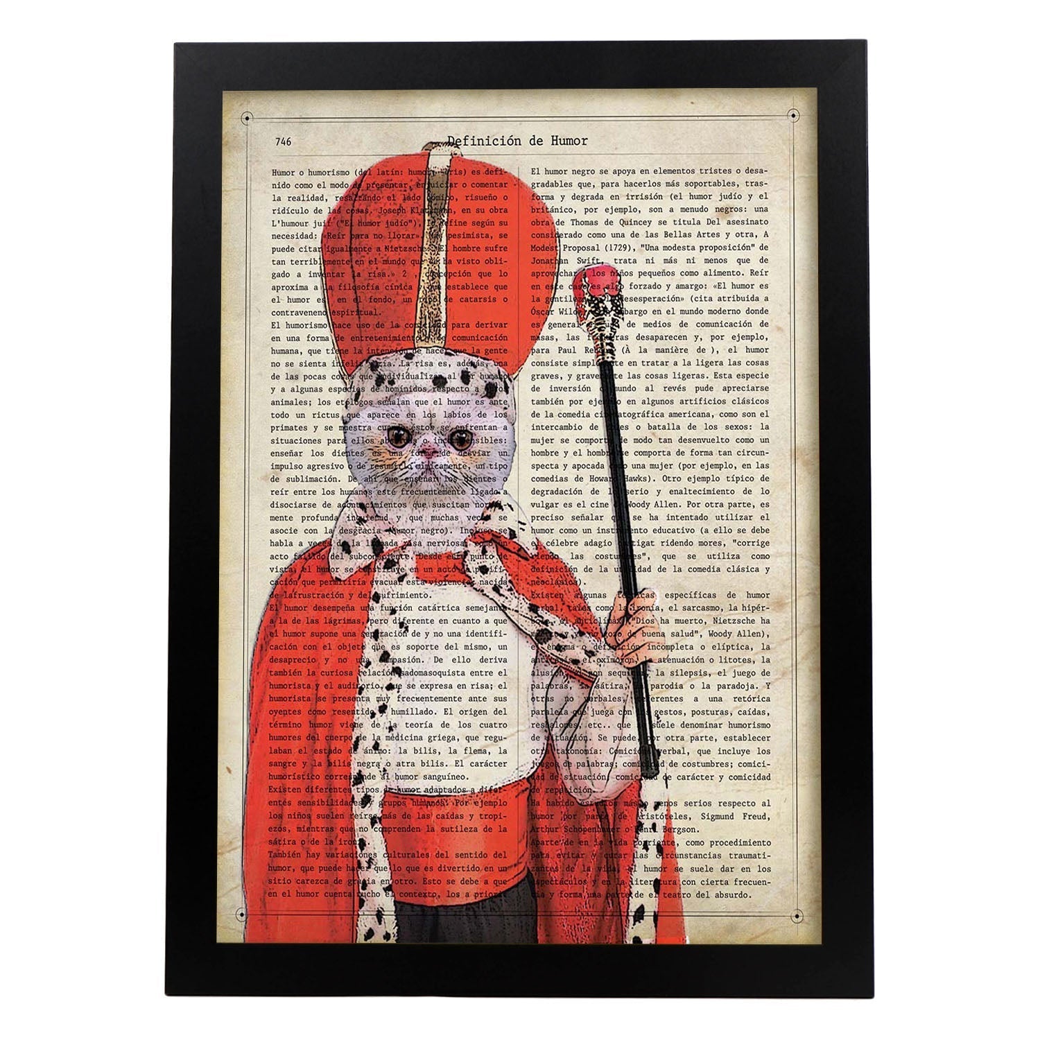 Poster de gato papa. láminas de animales con definiciones. ilustraciones de animales con textos. marco madera clara - a3