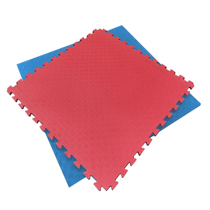 Arquiservi –tatami puzzle eva 100x100x25 mm (lote 4uds) rojo-azul | reversible y antideslizante | amortiguación para artes marciales, yoga y niños