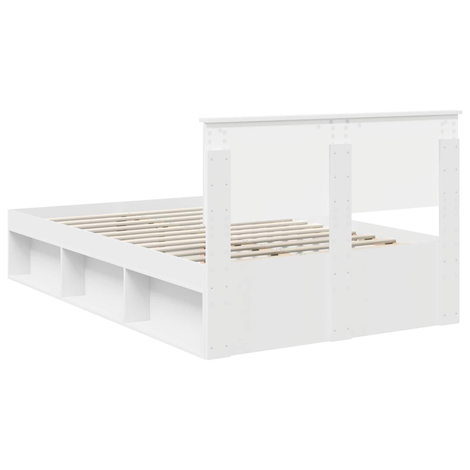 Cadre de lit blanc 120 x 190 cm panneau de bois - 9