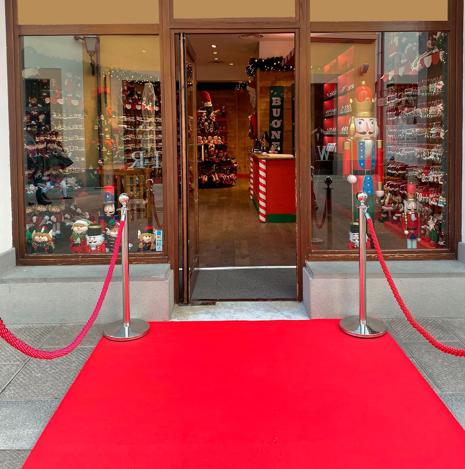 Tapis Coureur Au Mètre H200 Cm Antidérapant Moquette Entrée Couloir Boutique Rouge - 3