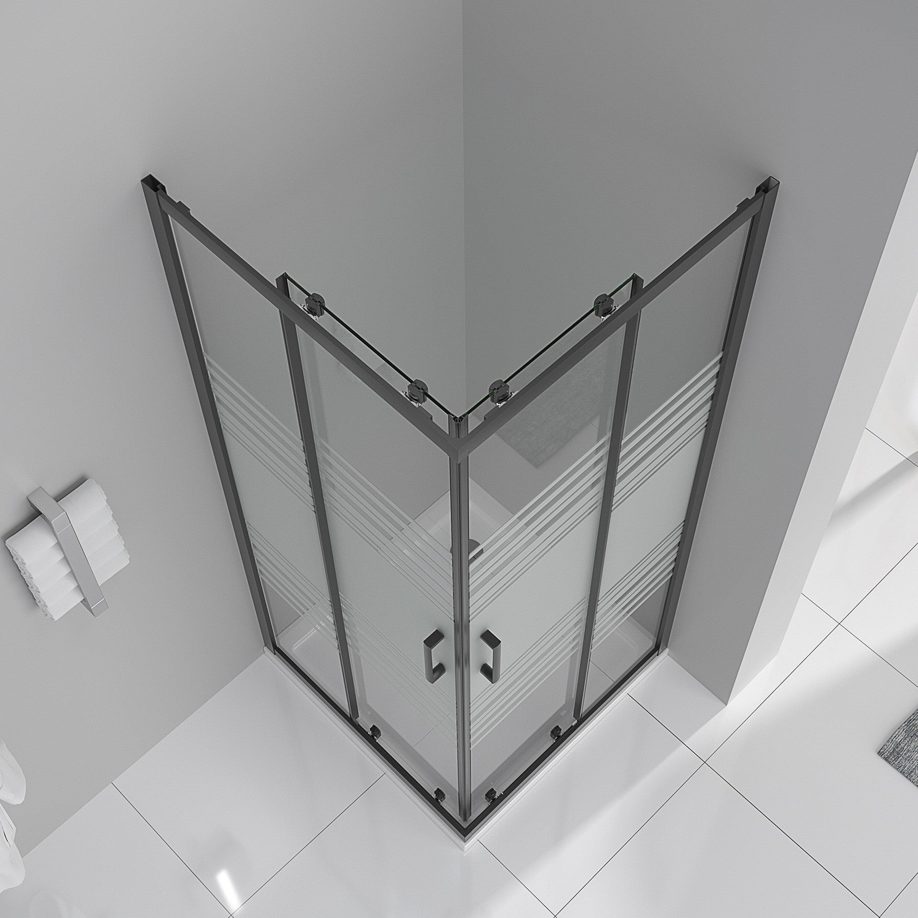 LANABLACK Cabine de douche H 180 cm porte coulissante semi-opaque 75 x 80 cm - 3