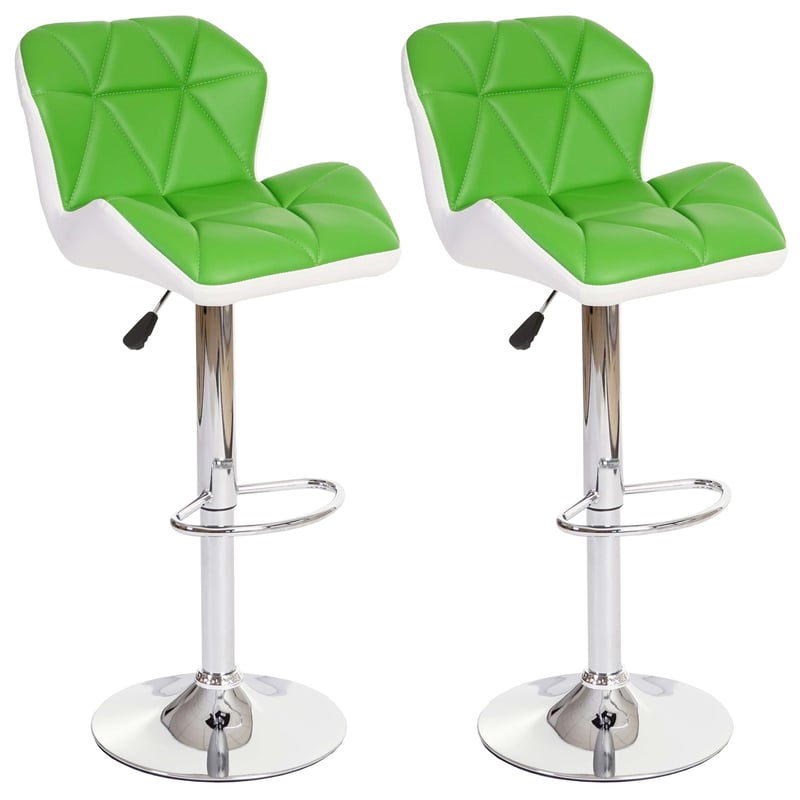 Zestaw 2 stołków barowych HWC-A92, stołek barowy z regulacją wysokości z imitacji skóry ~ zielony