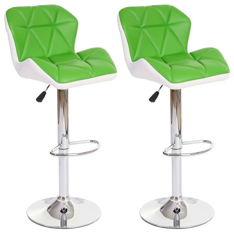 Zestaw 2 stołków barowych HWC-A92, stołek barowy z regulacją wysokości z imitacji skóry ~ zielony