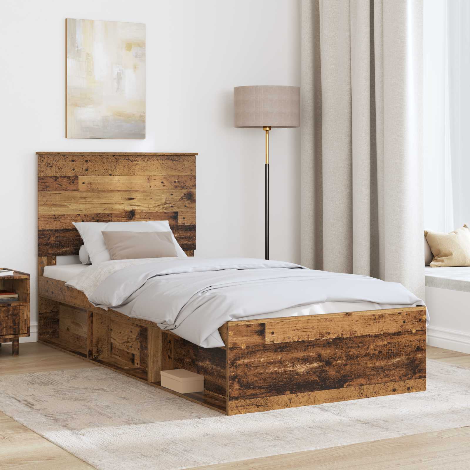Cadre de lit Bois ancien 100 x 200 cm Bois de pin massif - 3