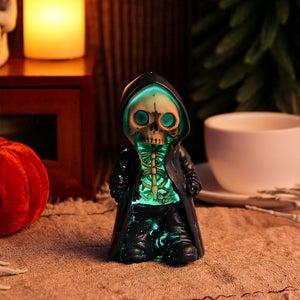 NEERIX Lot De 12 Figurines Miniatures Halloween Lumineuses - Ornements Jardin Fantômes En Résine Pour Intérieur Et Extérieur