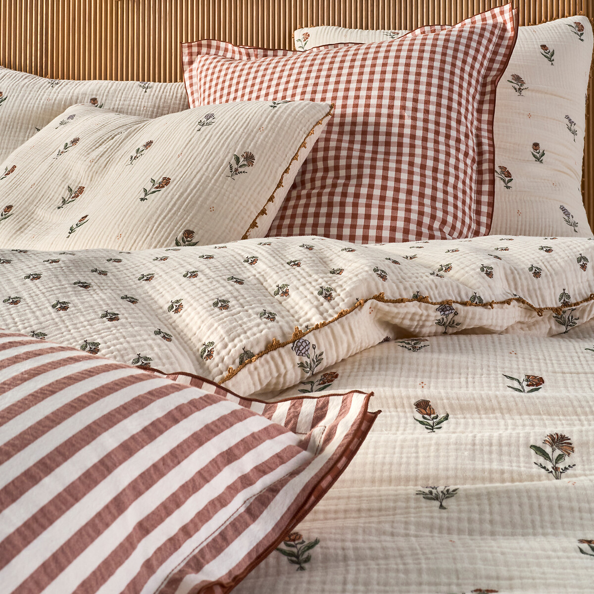 Drap housse gaze de coton bonnet 30 cm, Emeline - Imprimé - 160 x 200 cm - 3