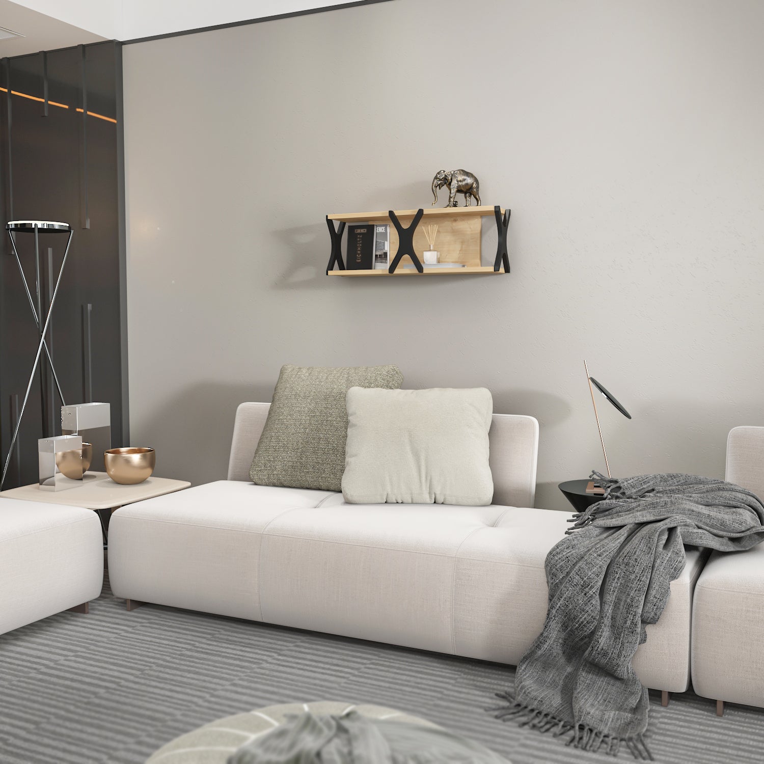 Étagère murale flottante seza - 72 cm (chêne et noir) - 3