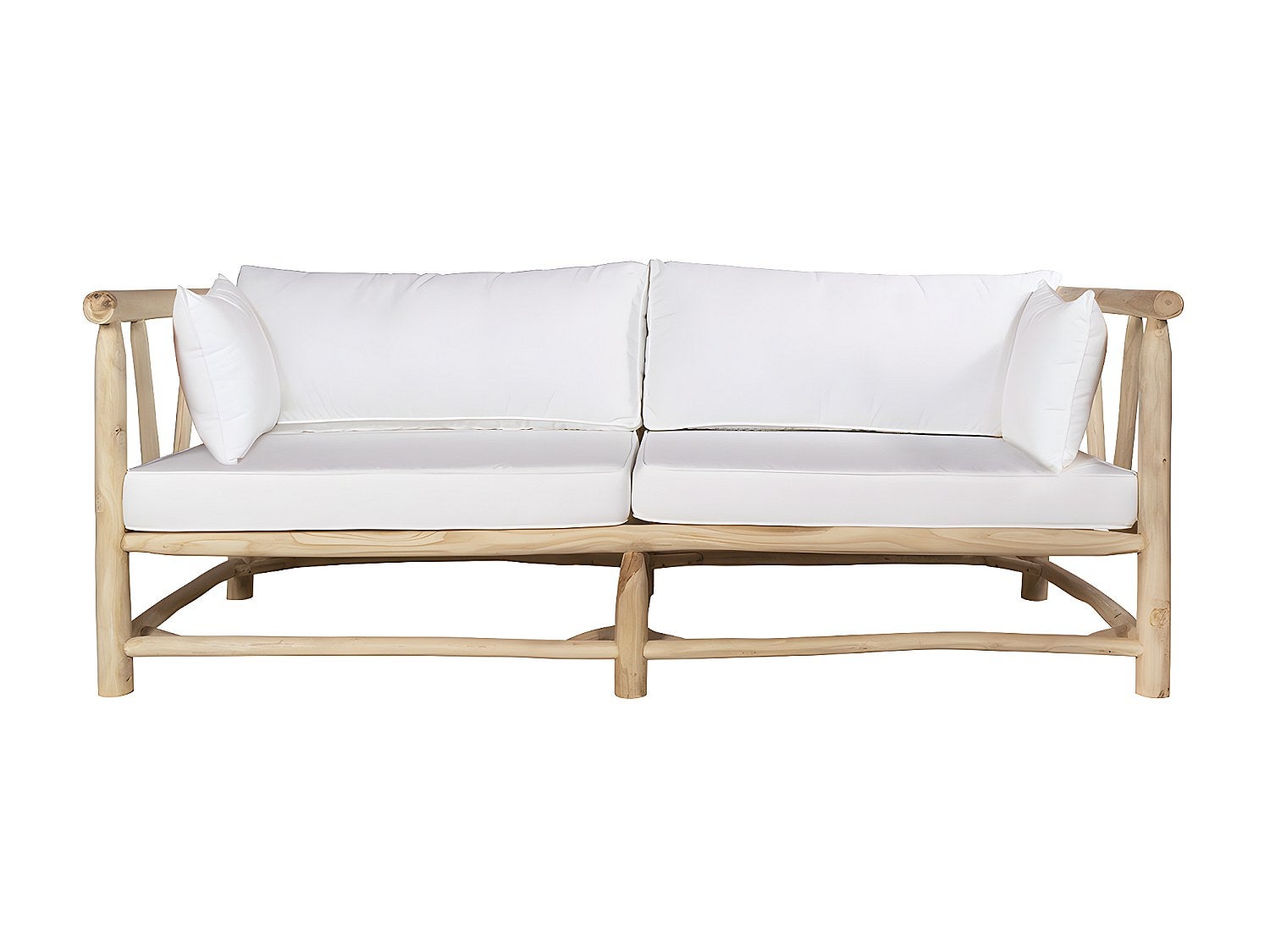 Kanapa ogrodowa z drewna teakowego z poduszkami – kolor jasny naturalny – TULUM