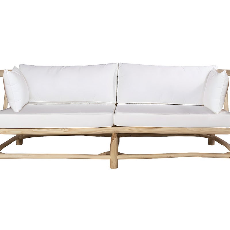 Kanapa ogrodowa z drewna teakowego z poduszkami – kolor jasny naturalny – TULUM