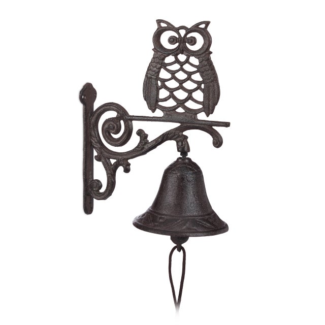 Cloche de porte en fer forgé, Mod Chouette, H 18 cm