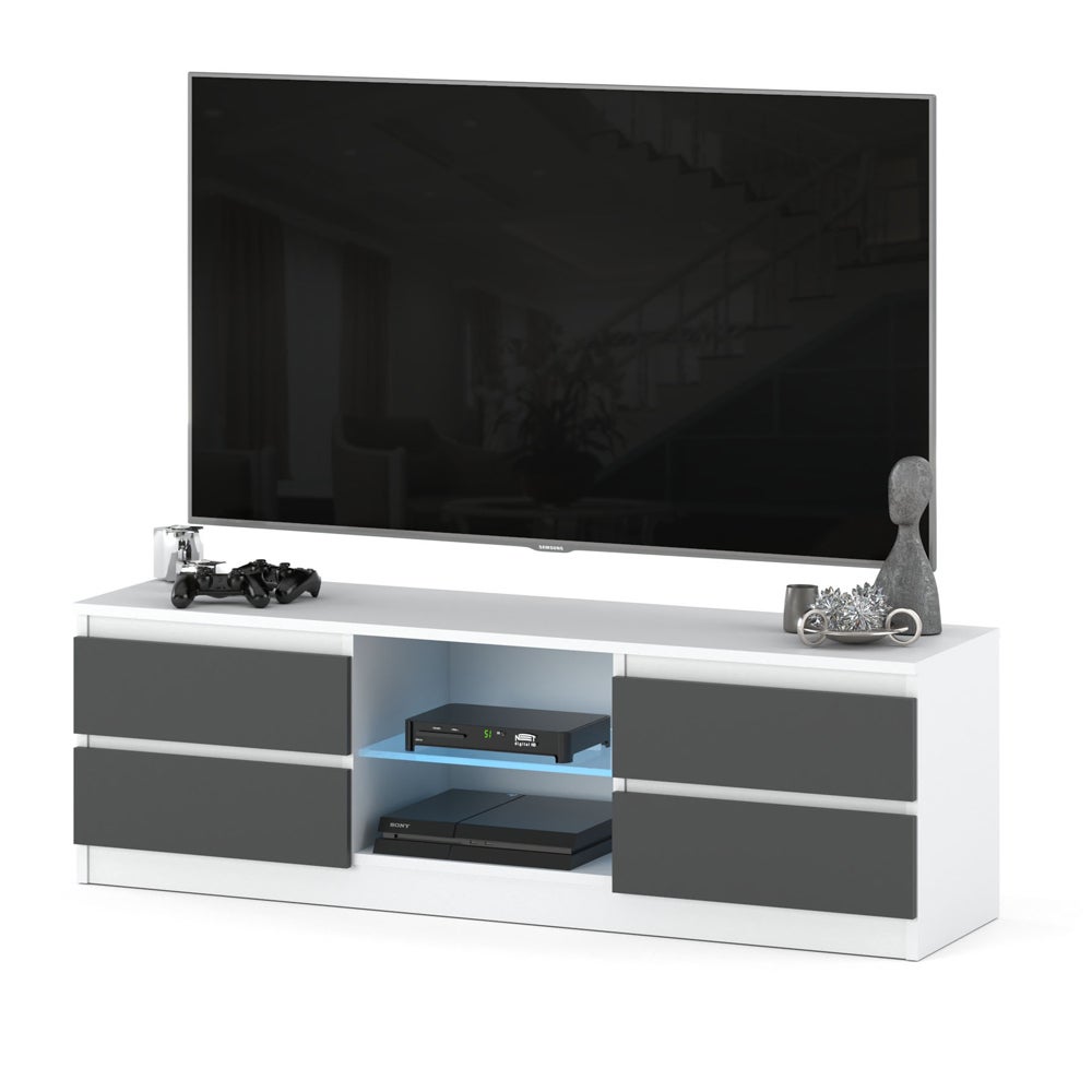 Szafka rtv stojący stolik nowoczesny 138cm quattro 4 szuflady biały szary