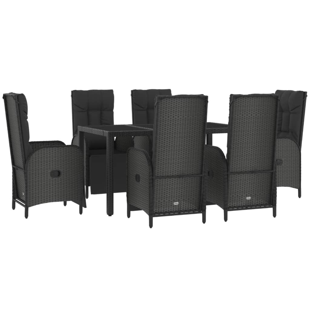 Maison Exclusive - Set da Pranzo Giardino 7pz Nero e Grigio con Cuscini Polyrattan - 3