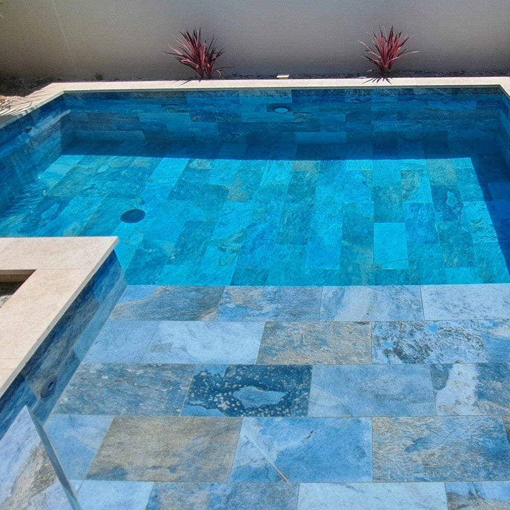 Carrelage Piscine Bali Blue 30x60 Cm Effet Pierre De Bali Leroy