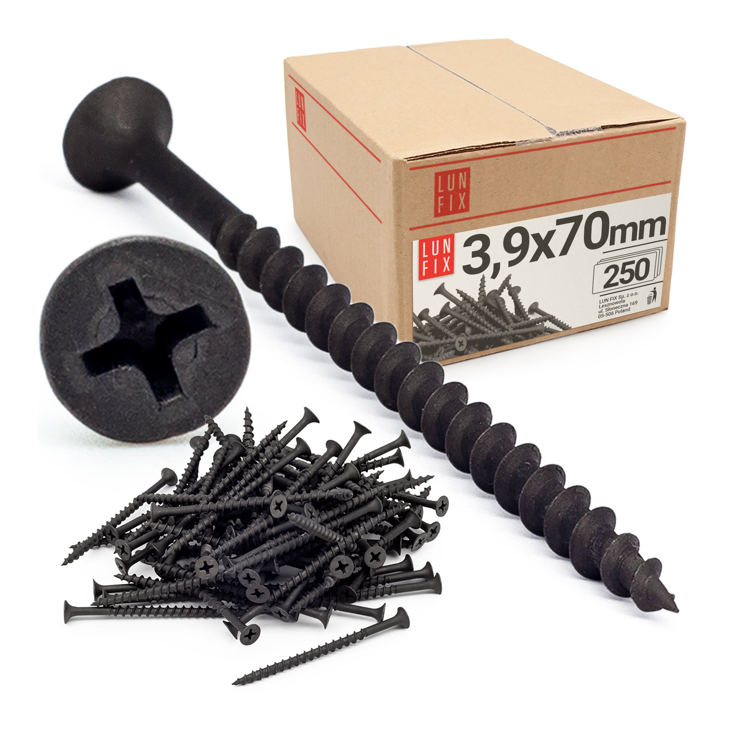 Wkręty do kartongipsu do drewna 3,9x70mm 250szt.