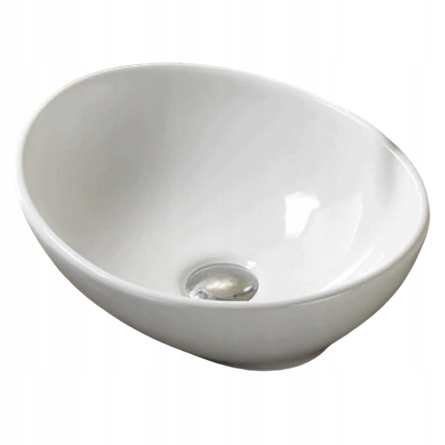 Umywalka nablatowa LOLA 40,5 cm biała połysk ceramika owalna