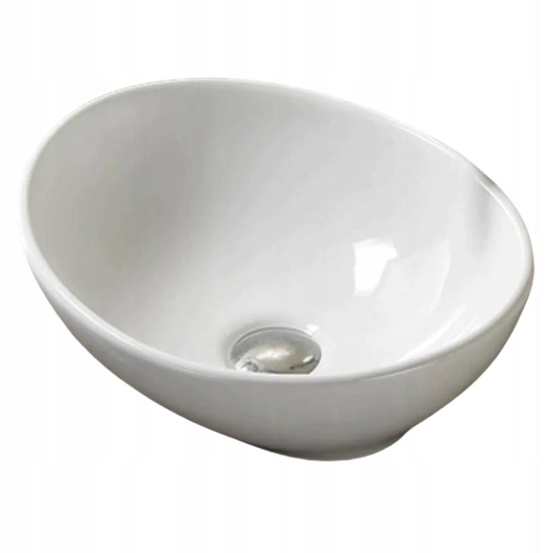 Umywalka nablatowa LOLA 40,5 cm biała połysk ceramika owalna
