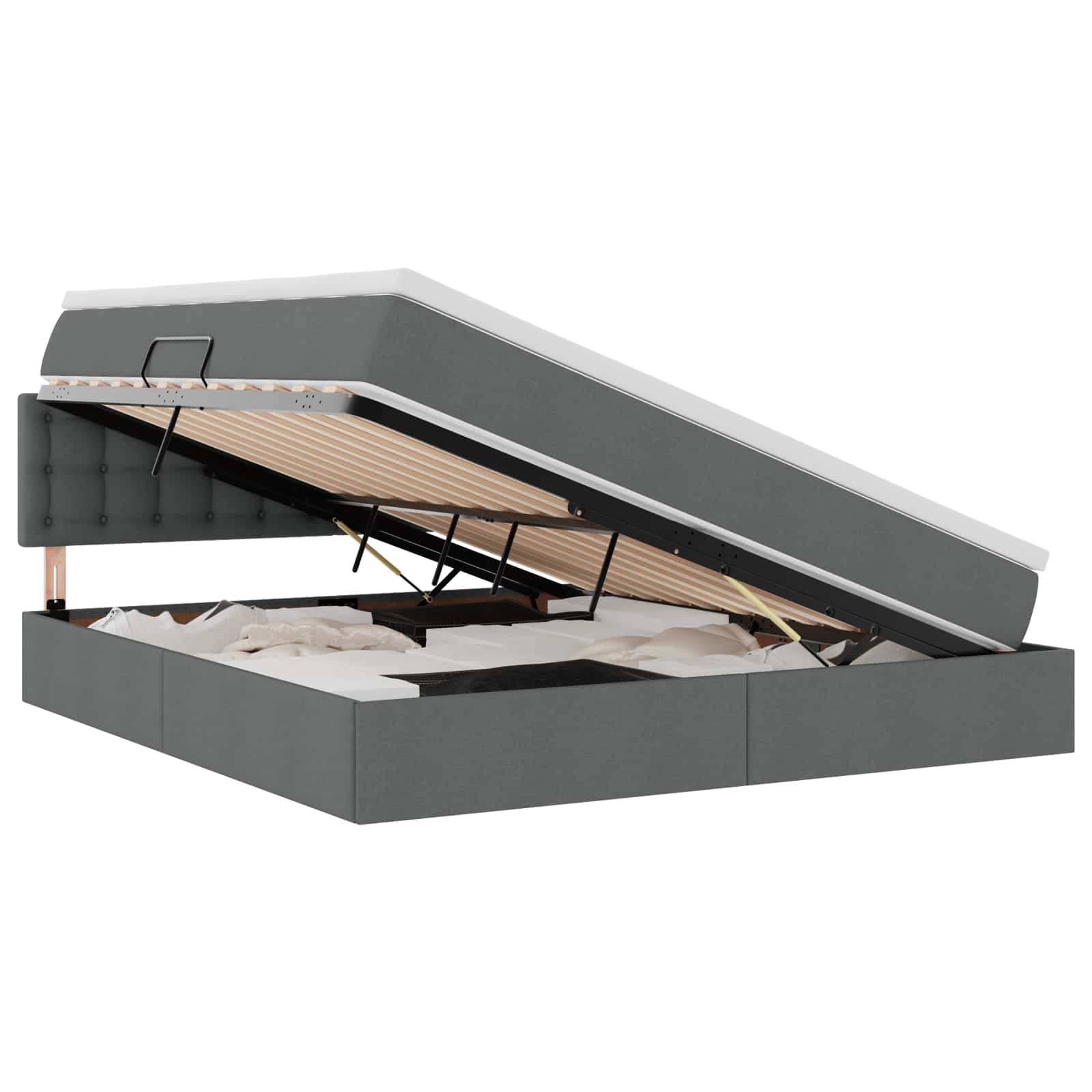 Lit avec rangement et matelas Gris foncé 160 x 200 cm Velours - 2