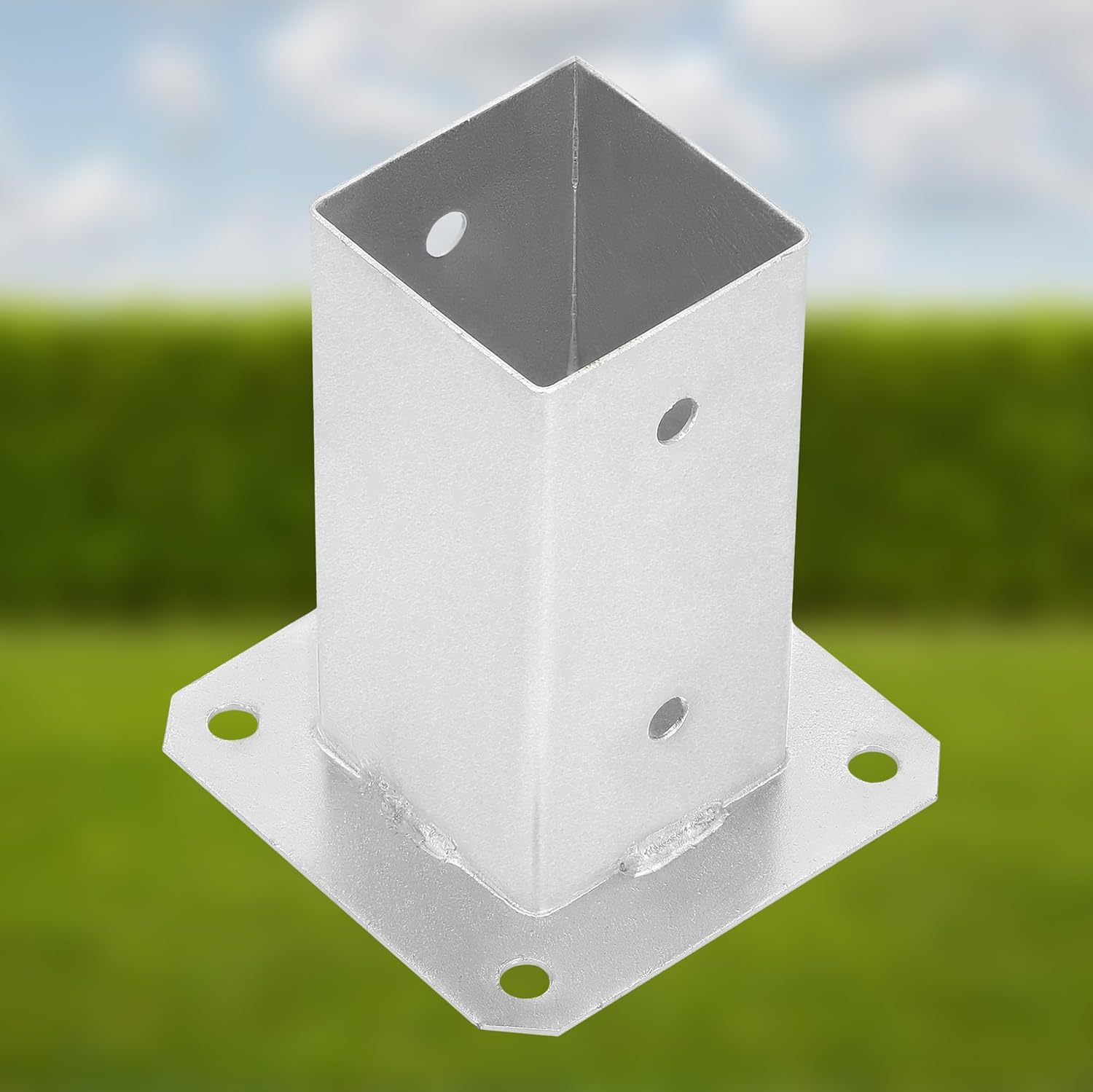 Support de Poteau à Fixer 70 x 70 mm en Acier Galvanisée - Pied de Poteau Carré - KOTARBAU - 5