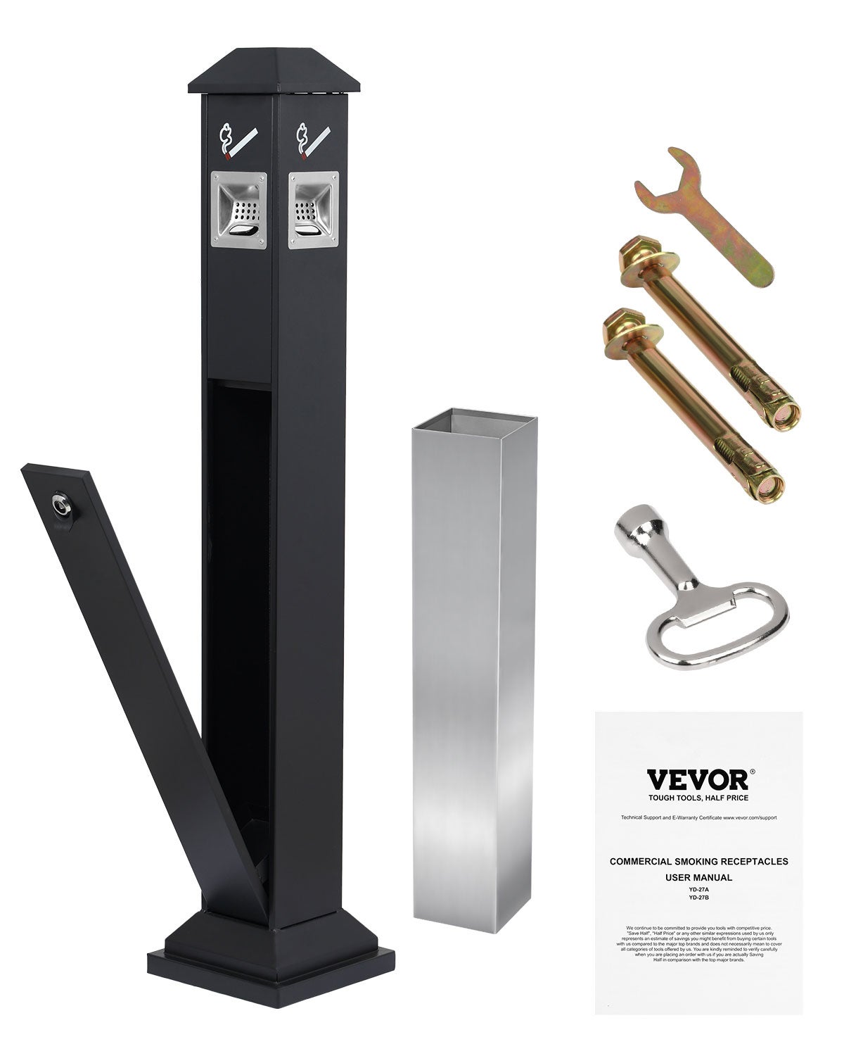 Popielniczka z 4 otworami na śmieci, metalowa 108cm VEVOR