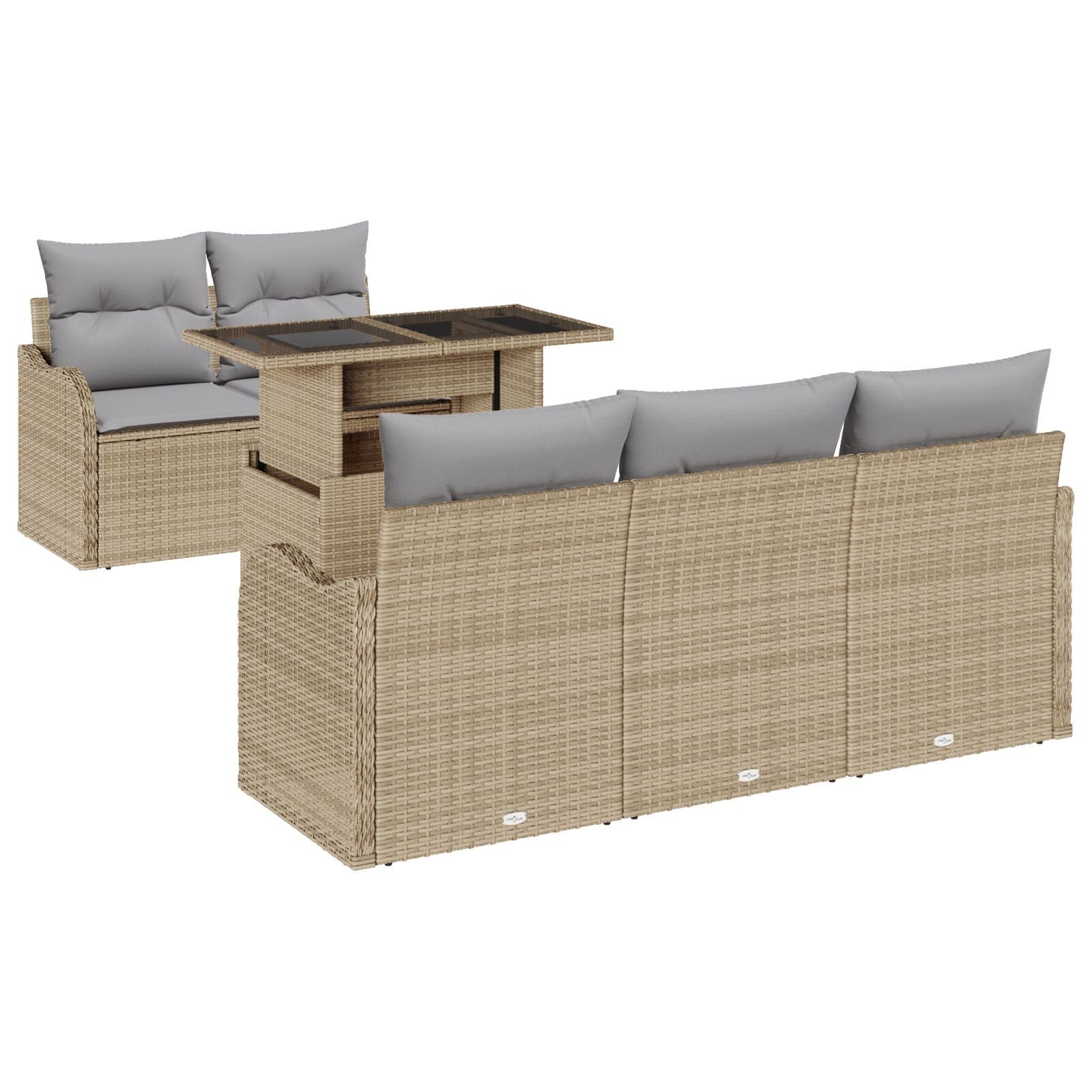 Zestaw Sof na Ogród z poduszką 6 pcs Beżowy Rattan poli vidaXL