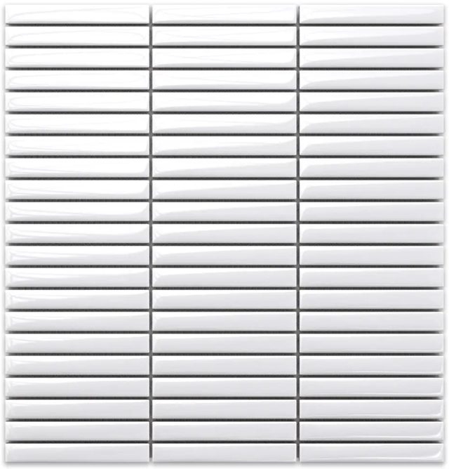 Mosaico in ceramica su rete per bagno o cucina 28.2 cm x 29 cm - White bamboo